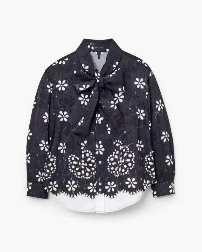 Blusa con lazo y ojales Trompe L’Oeil