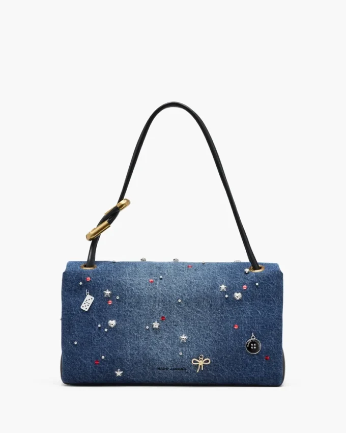 Bolso doble grande de denim con charms