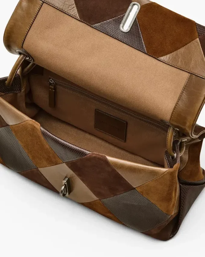 Bolso grande doble de ante con parches