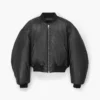 Bomber de cuero abullonado