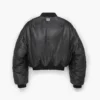 Bomber de cuero abullonado