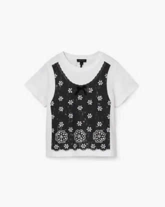 Camiseta slim con ojales Trompe L’Oeil