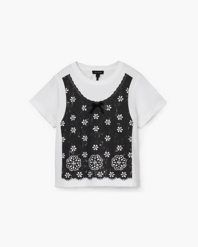 Camiseta slim con ojales Trompe L’Oeil