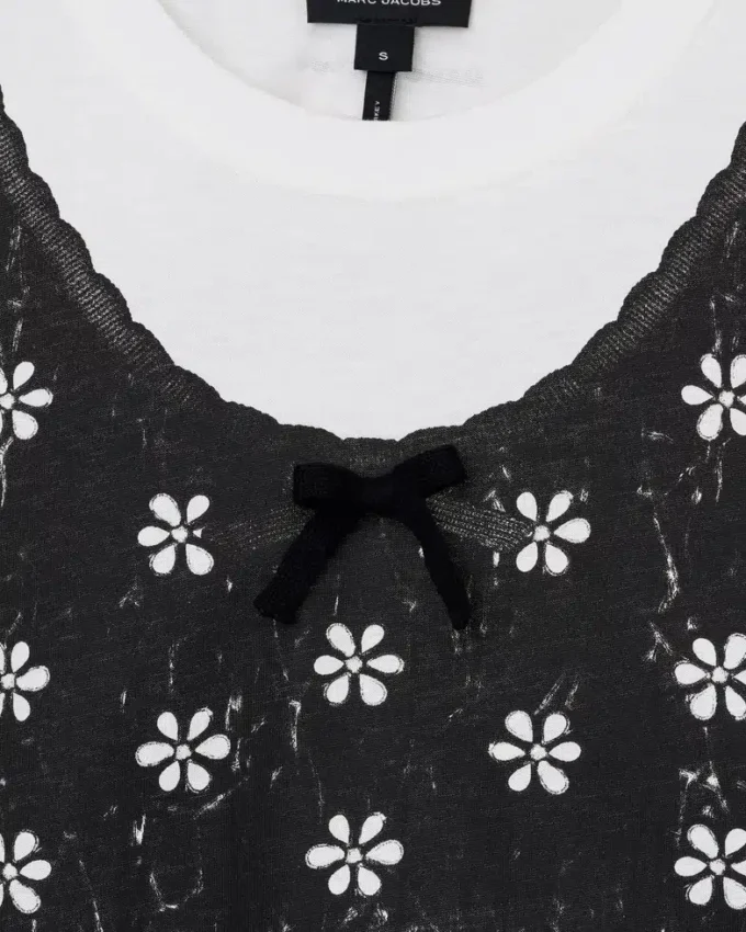 Camiseta slim con ojales Trompe L’Oeil