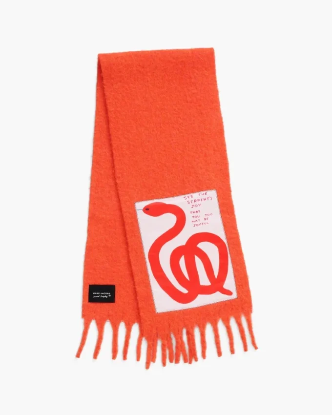 David Shrigley X Marc Jacobs Bufanda de lana con estampado de serpiente