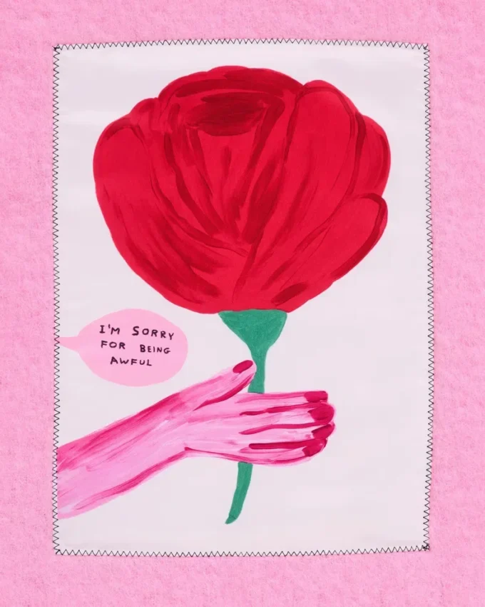 David Shrigley X Marc Jacobs Bufanda de lana Oh Rose