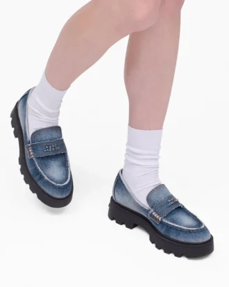 Los mocasines Frankie de denim descolorido