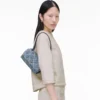 Mini bolso bandolera doble de denim acolchado Mini bolso bandolera doble de denim acolchado