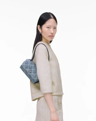 Mini bolso bandolera doble de denim acolchado