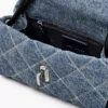 Mini bolso bandolera doble de denim acolchado Mini bolso bandolera doble de denim acolchado