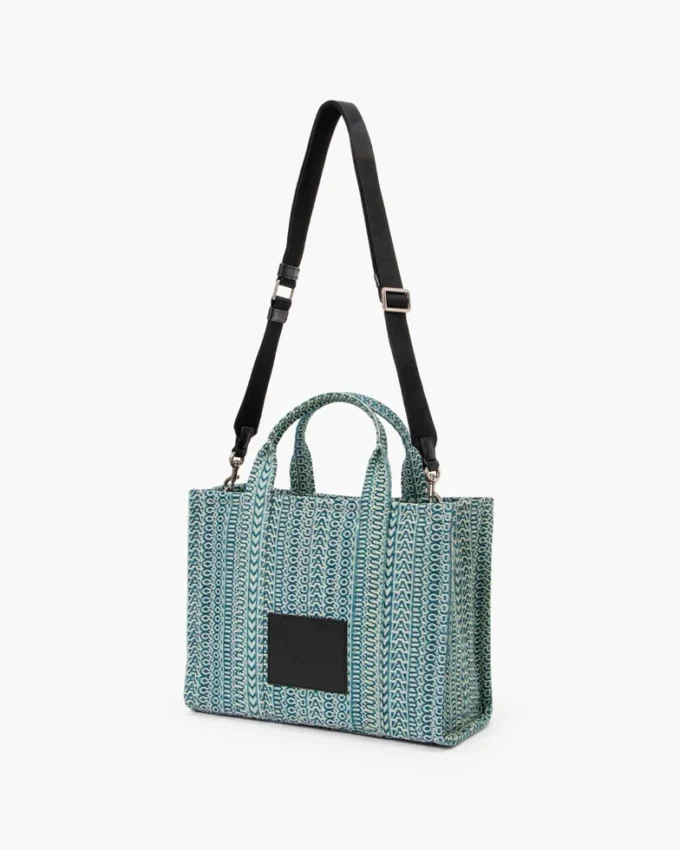 The Medium Tote Bag of washed denim with Monogram