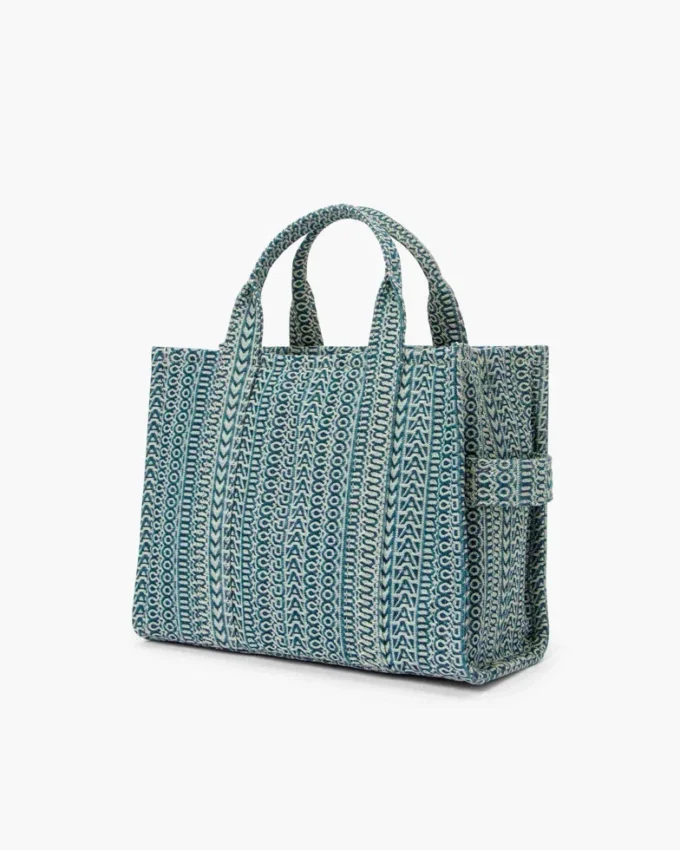 The Medium Tote Bag of washed denim with Monogram