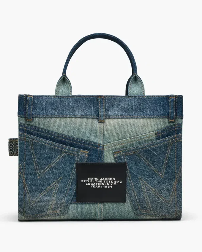 The Tote Bag mediano de denim deconstruido The Tote Bag mediano de denim deconstruido