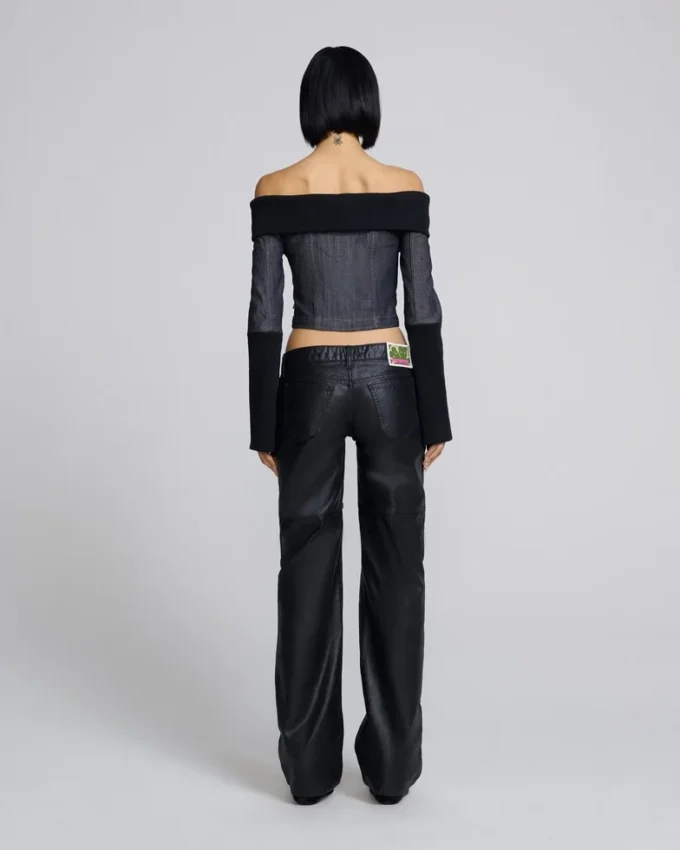 Top de denim y canalé