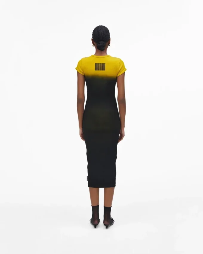 Vestido camiseta encogido con efecto ombré
