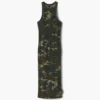 Vestido de canalé con estampado de camuflaje